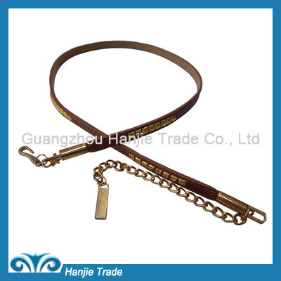 Hot Sale Brown Square Studded Chain Belts for Dress in Wholesale