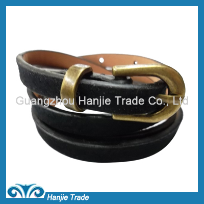 Hot Sale Fashion Black Pigskin Belts for Ladies in Wholesale