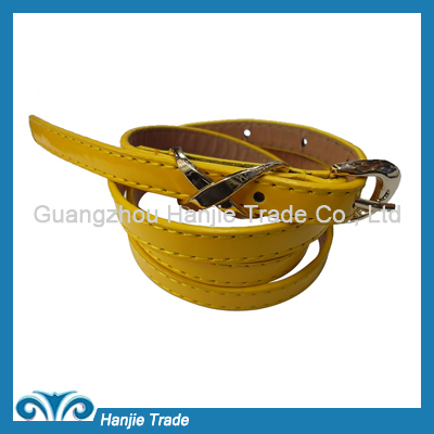 Hot Sale Fashion Yellow Patent Leather Belts for Girls in Wholesale