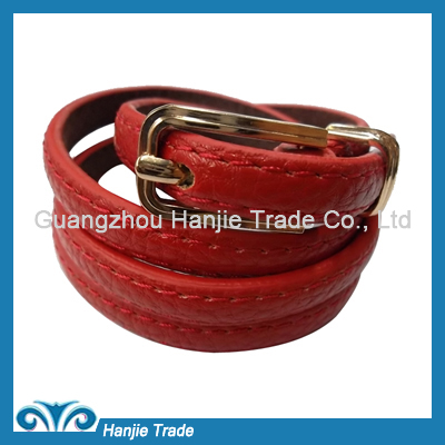 Hot Sale Fashion Red Slim Leather Belts for Girls in Wholesale