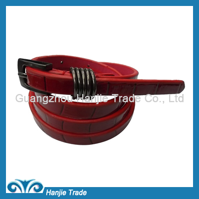 Hot Sale Fancy Slim Red Bamboo Leather Belts for Girls in Wholesale