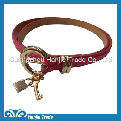 Hot Sale Fancy Croco Leather Belts with Key Buckles for Girls in Wholesale