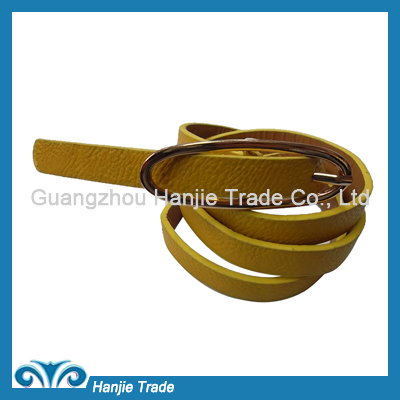 Wholesale Cheap Oval Buckle Yellow PU Belts for Women