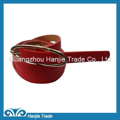 Wholesale Cheap Oval Buckle Red PU Belts for Women