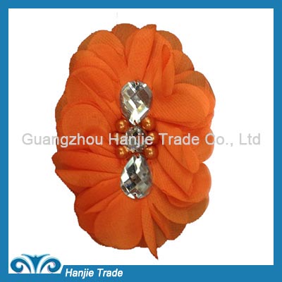 Wholesale hand made orange fabric flower shoe clips for women