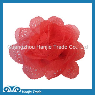 Hot sale red decorative chiffon flower shoe clip