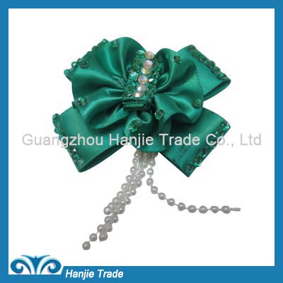 Girl chic green satin butterfly bow shoe accessory