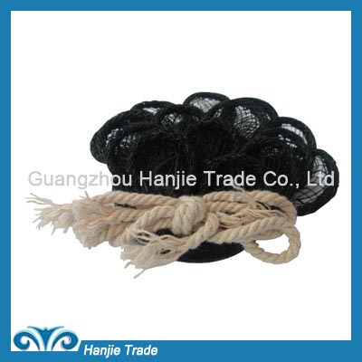 Wholesale fashion handmade black hemp flower shoe accessories for lady