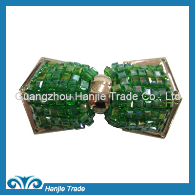 Eye-catching green crystal clip on shoe decorations