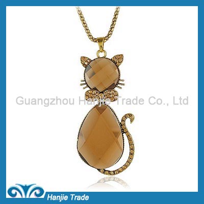 Hot Sale Fancy Statement Glass Cat Pendant Necklace in Wholesale