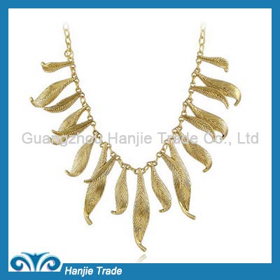 Hot Sale Fancy Statement Alloy Leaves Tassel Necklace in Wholesale