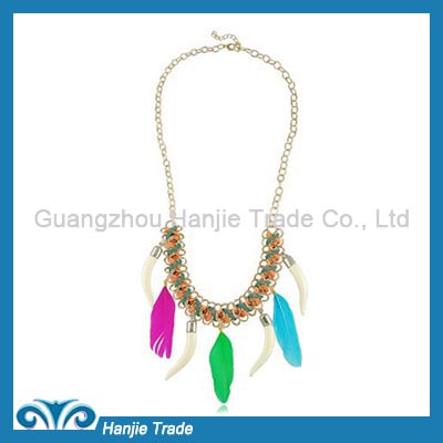 Wholesale Funky Punk Necklace with Ivory and Feather