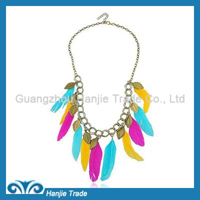 Wholesale Fashion Multicolor Chicken Feather Necklace