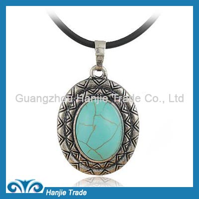 Hot Sale Fashion Oval Turquoise Pendant Necklace in Wholesale