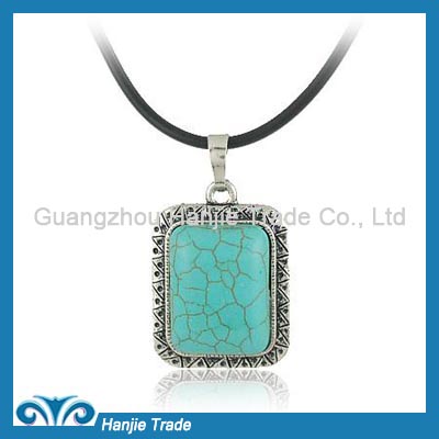 Hot Sale Fashion Square Turquoise Pendant Necklace in Wholesale