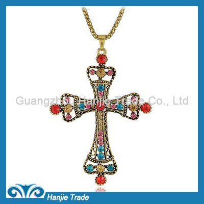 Unique Fashion Rhinestone Cross Pendant Necklace in Wholesale