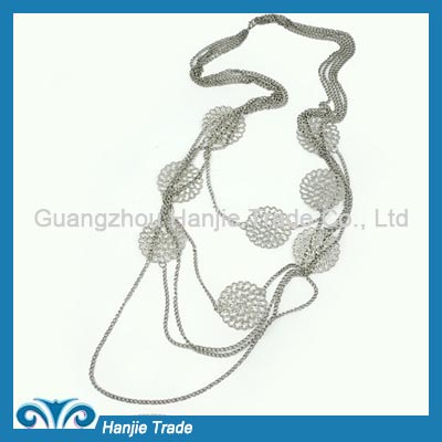 Hot Sale Fancy Multi Strands Hollow Flower Chain Necklace in Wholesale