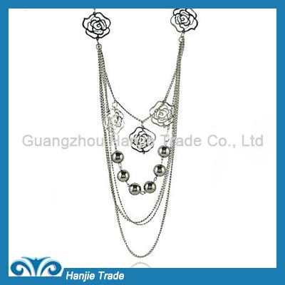 Hot Sale Fancy Multi Strands Hollow Rose Chain Necklace in Wholesale