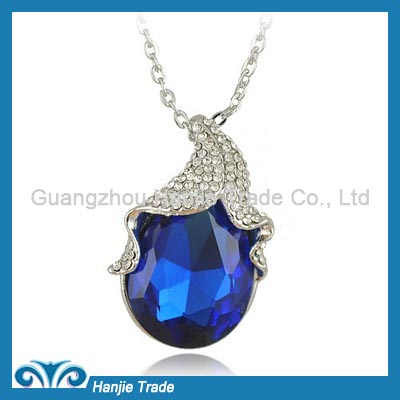 Hot Sale Fashion Elegant Blue Crystal Pendant Necklace in Wholesale