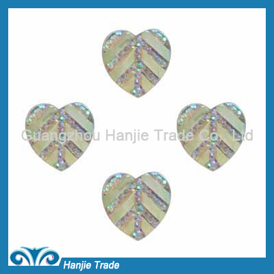 Heart Rhinestones Resin Sew on Beads Flatback Buttons