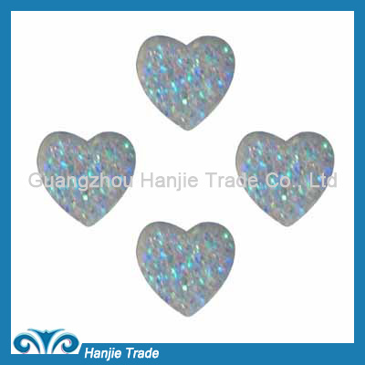 Decorative OEM Craft Blouse Dress Glitter Heart Resin Flat Back Gems