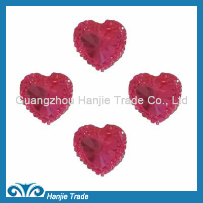 Flat back hot fix korean faceted epoxy heart flat back