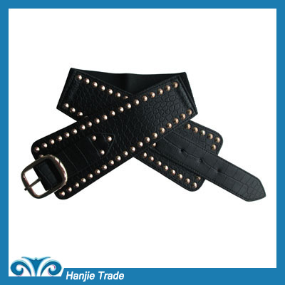 New Fashion Black Rivet Elastic Belt for Women in Wholesale