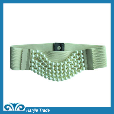 Hot Sale Fashion Pearl Elastic Belts for Women in Wholesale