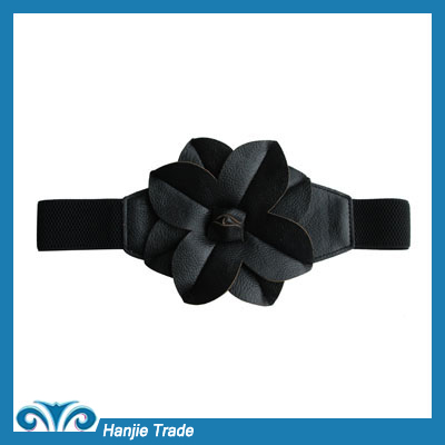 Wholesale Big Black Flower Elastic Belt for Women