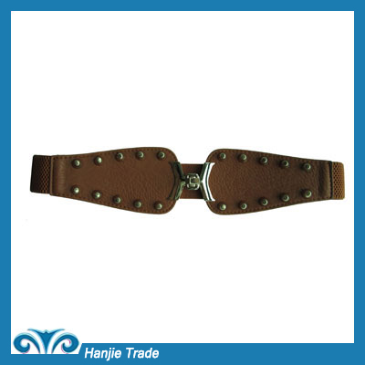 2014 Fashion Brown Rivet Elastic Belt for Women in Wholesale