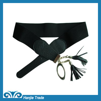 Wholesale Female Black Elastic Belts with Tassel