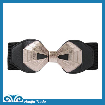 Hot Sale Fashion Metal Bow Elastic Belts for Ladies