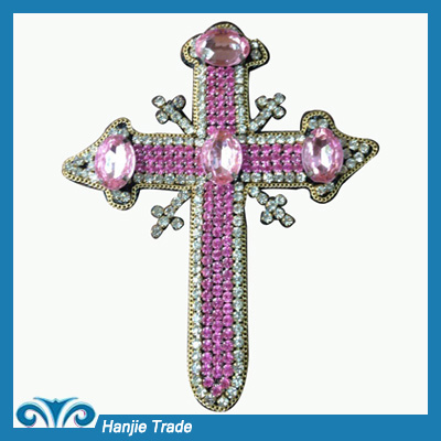 Lastest Pink Rhinestone Cross Beads for Clothing
