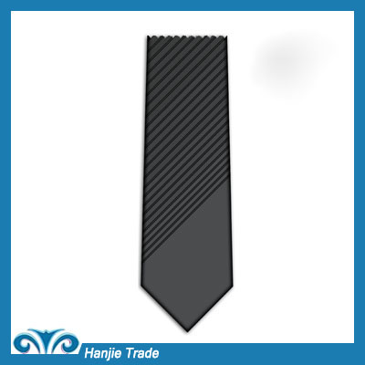 Wholesale Black With Grey Striped Silk Necktie