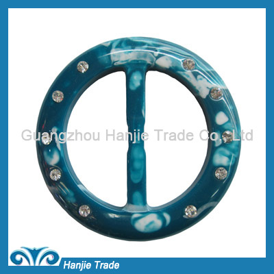 Hot sale fashion blue round plastic buckles for belts