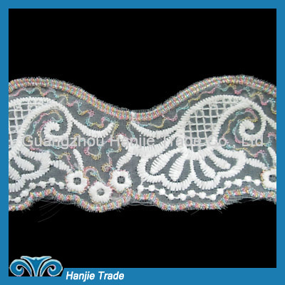 Wholesale Ivory Lace Embroidered Flower Net Lace Trim #4-2283