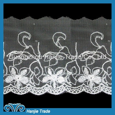 Wholesale Ivory Lace Embroidered Flower Net Lace Trim #4-2284