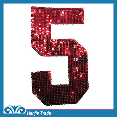 Decorative Sew-on Sequin Letter Five Patch For Clothing