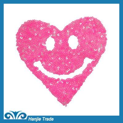 Heart-Shape With Smile Sequin Patch For T-shirt