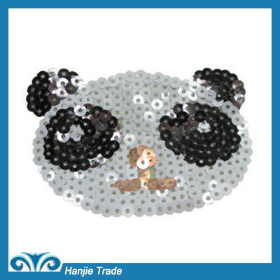 Wholesale Lovely Panda Embroideried Patches With Sequin