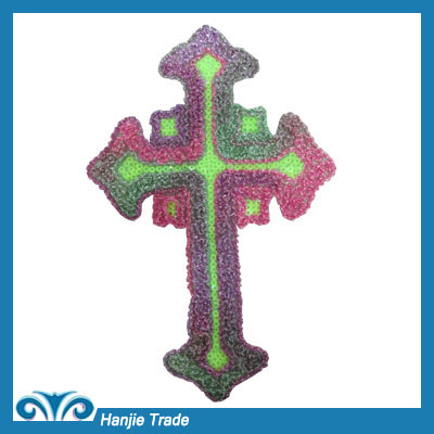 Stock Cross Embroideried Patches With Sequin For T-shirt