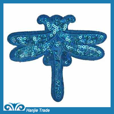 Wholesale Blue Color Dragonfly Embroidery Sequin Patch