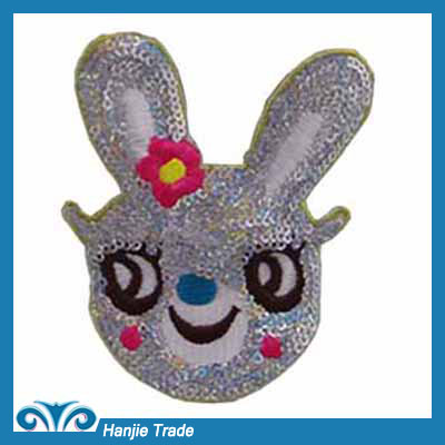 Decorative Lovely Rabbit Sew On Sequin Patch For T-shirt