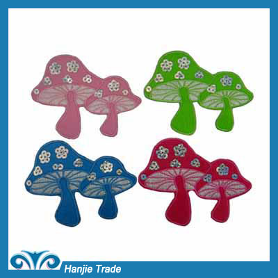 Decorative Mushroom Shape Iron On Sequin Patches For Clothing