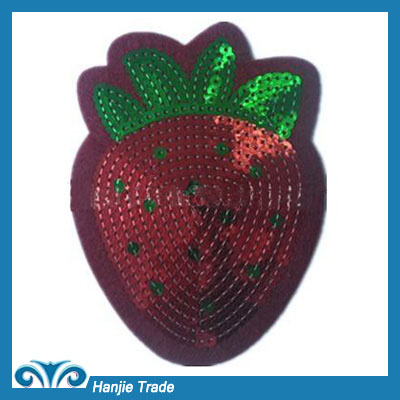 Wholesale Red Berries Iron-on Patches Sequin Applique With Sequin