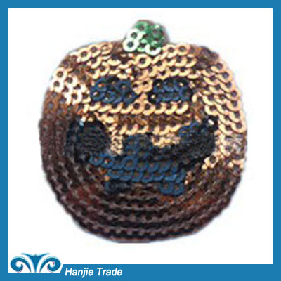 New Design Smile Pumpkin Embroideried Sequin Appliqued Patches