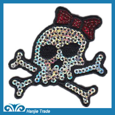 Wholesale Sequin Patches Embroideried Skull Patches